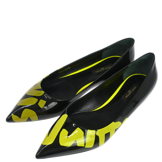 Louis Vuitton * Pumps Shoes Black Leather MA1028 #37