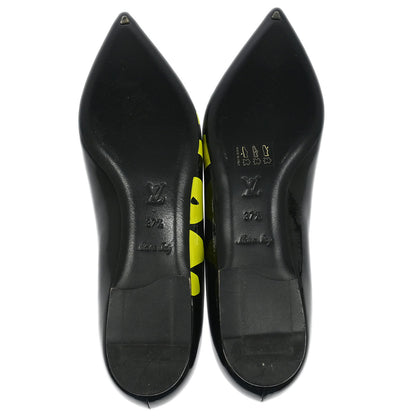 Louis Vuitton * Pumps Shoes Black Leather MA1028 #37