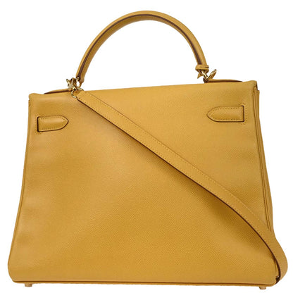 Hermes Jaune Courchevel Kelly 32 Retourne 2way Shoulder Handbag