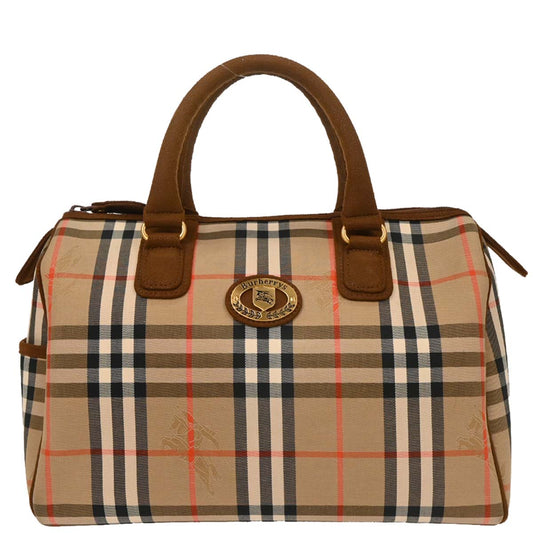 Burberrys Beige Brown House Check Duffle Handbag
