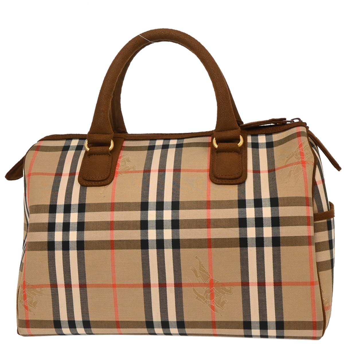 Burberrys Beige Brown House Check Duffle Handbag