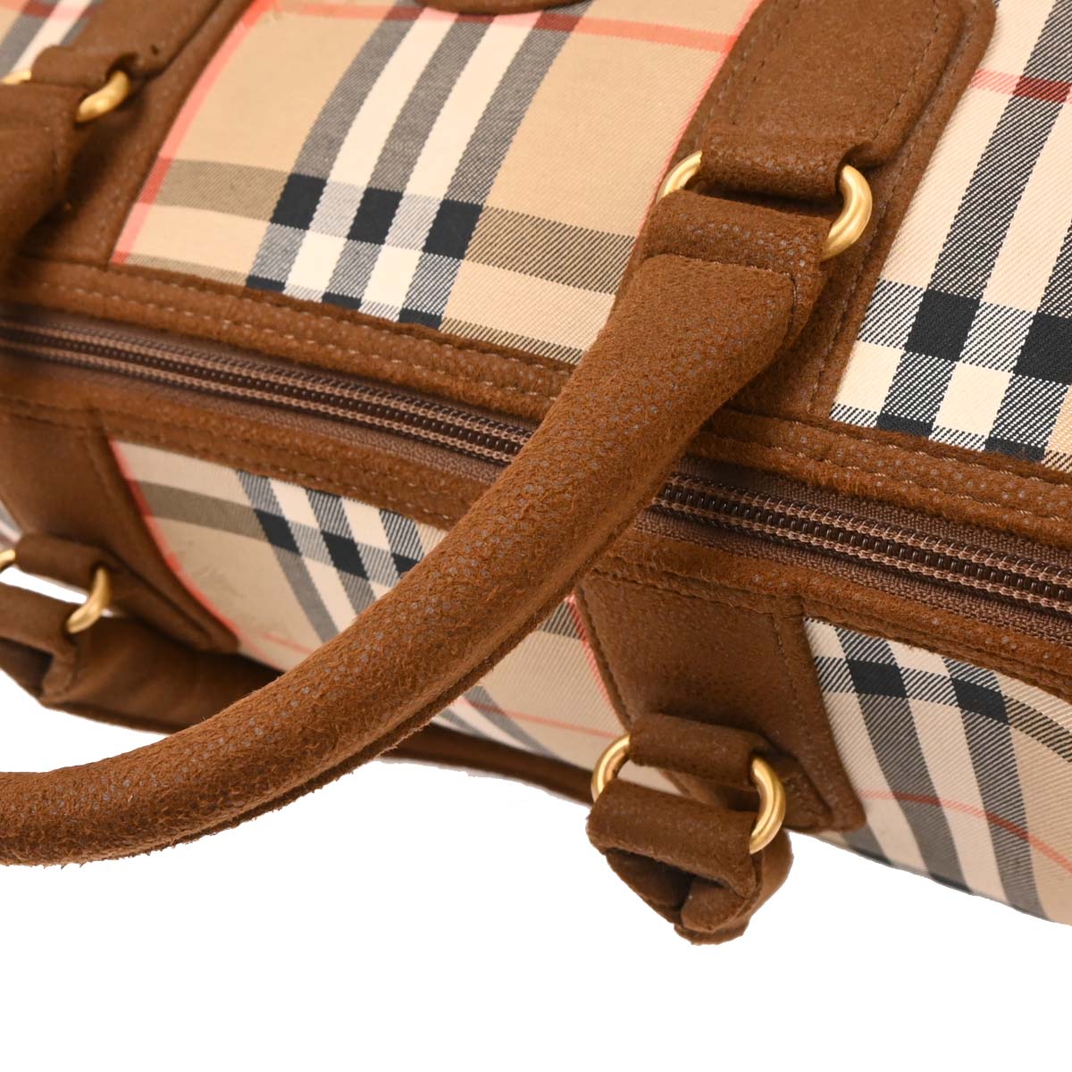 Burberrys Beige Brown House Check Duffle Handbag