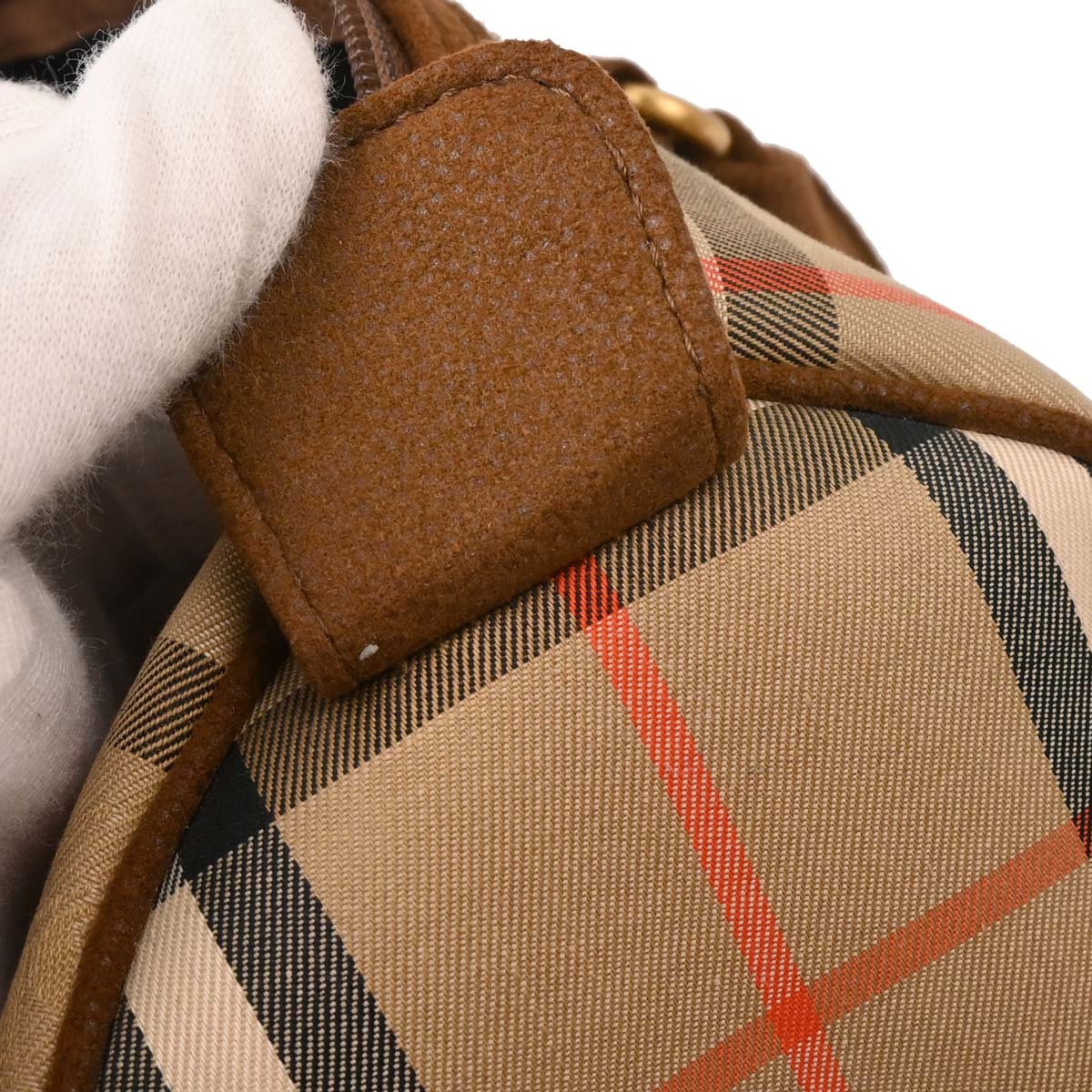 Burberrys Beige Brown House Check Duffle Handbag