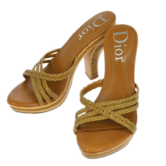 Christian Dior * Sandals Shoes Beige Wood #36