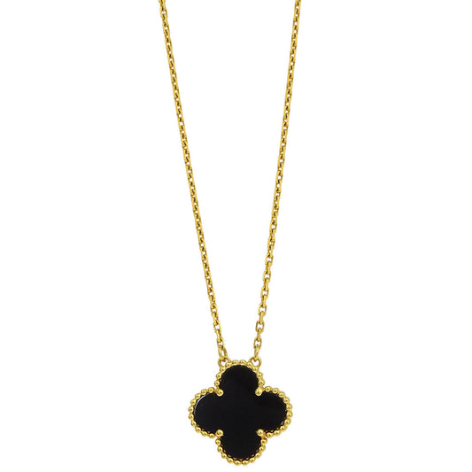 Van Cleef & Arpels Vintage Alhambra Pendant Necklace Au750 Onyx