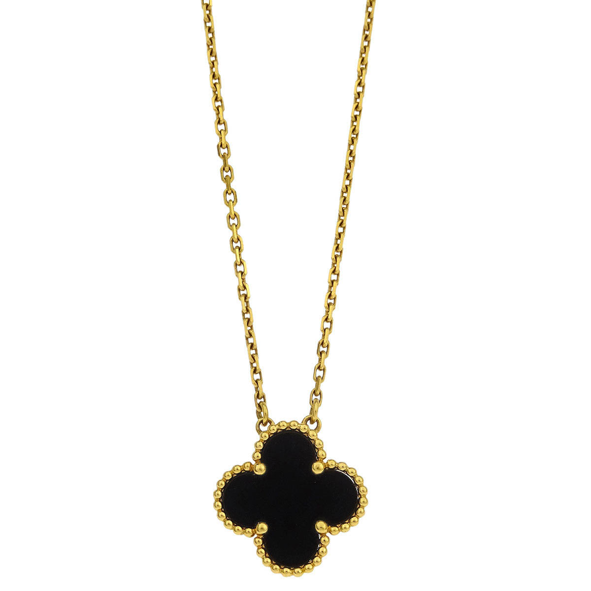 Van Cleef & Arpels Vintage Alhambra Pendant Necklace Au750 Onyx