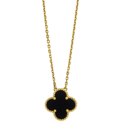 Van Cleef & Arpels Vintage Alhambra Pendant Necklace Au750 Onyx