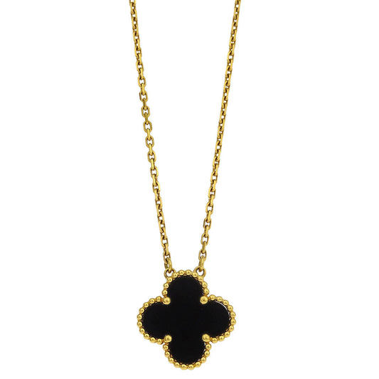 Van Cleef & Arpels Vintage Alhambra Pendant Necklace Au750 Onyx
