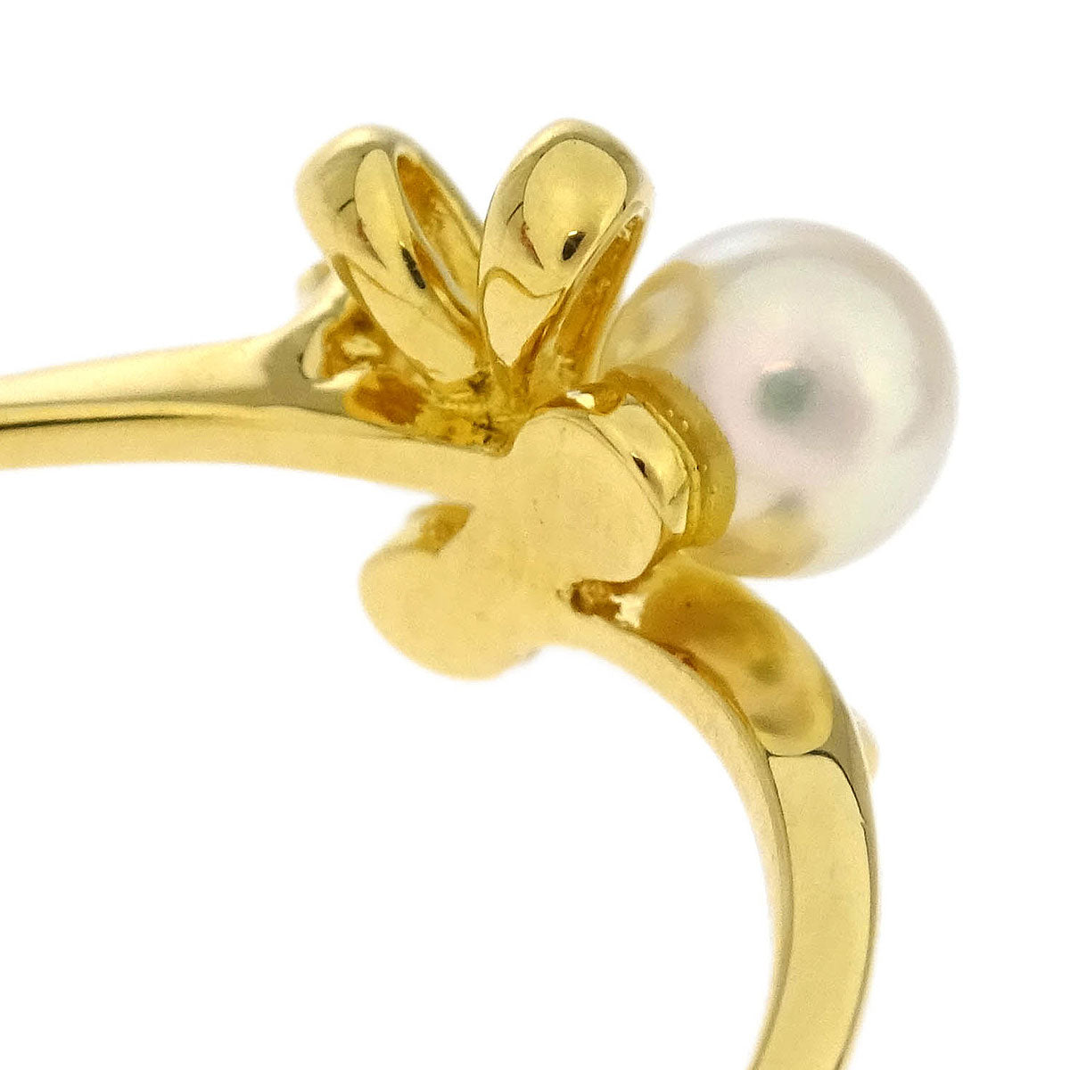 Mikimoto Ring 18K Genuine Pearl Diamond Gold #49