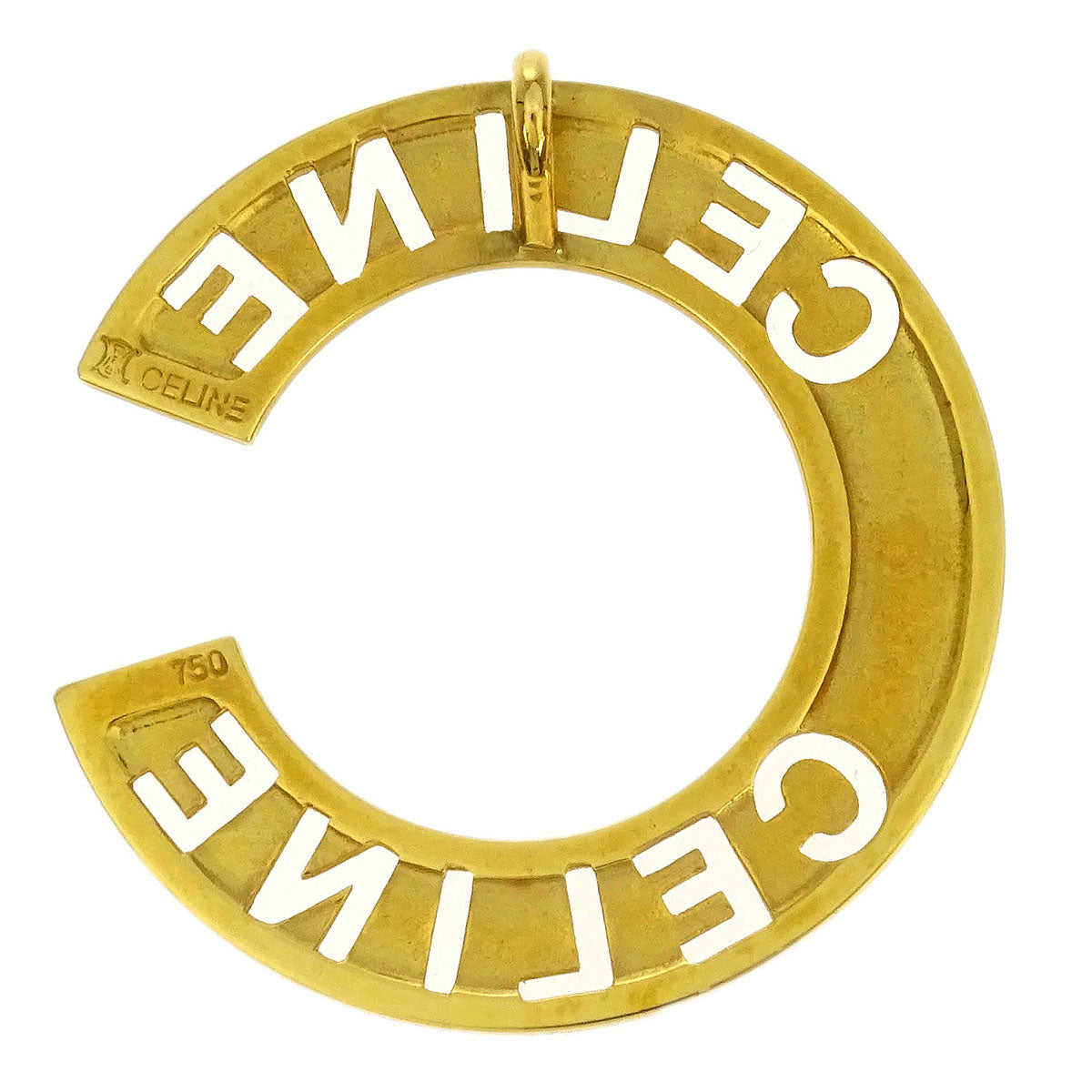 Celine Gold Pendant Top Medallion Round Circle 750