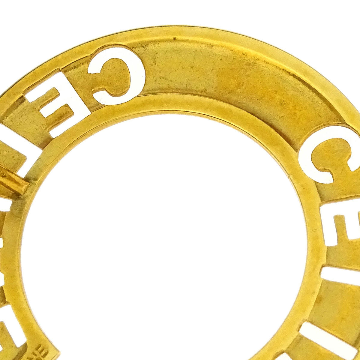 Celine Gold Pendant Top Medallion Round Circle 750