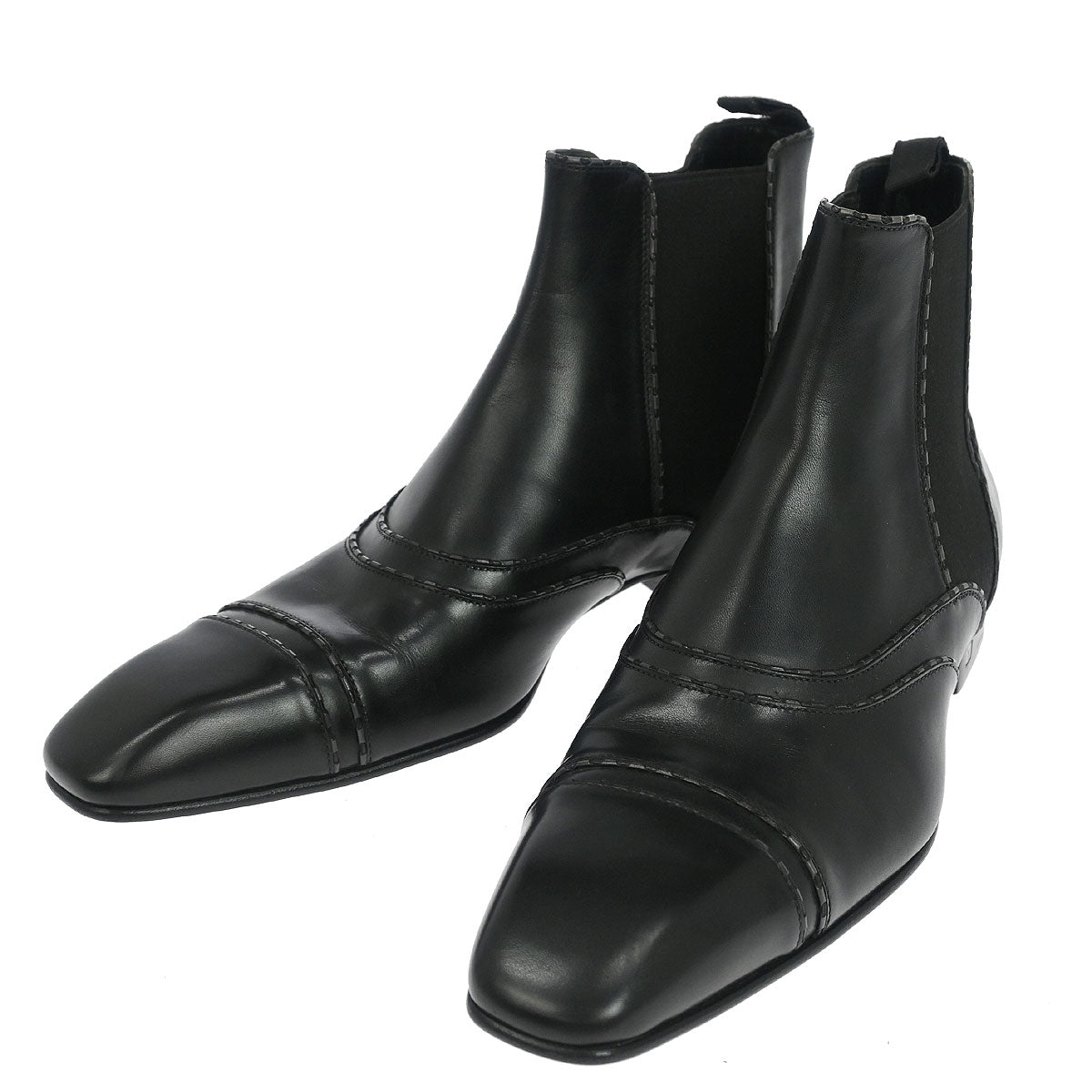 Louis Vuitton * Boots Shoes Black Leather ST0059 #8 1/2