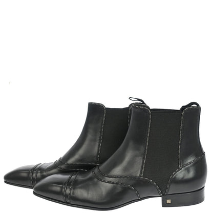 Louis Vuitton * Boots Shoes Black Leather ST0059 #8 1/2