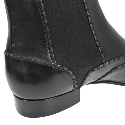 Louis Vuitton * Boots Shoes Black Leather ST0059 #8 1/2