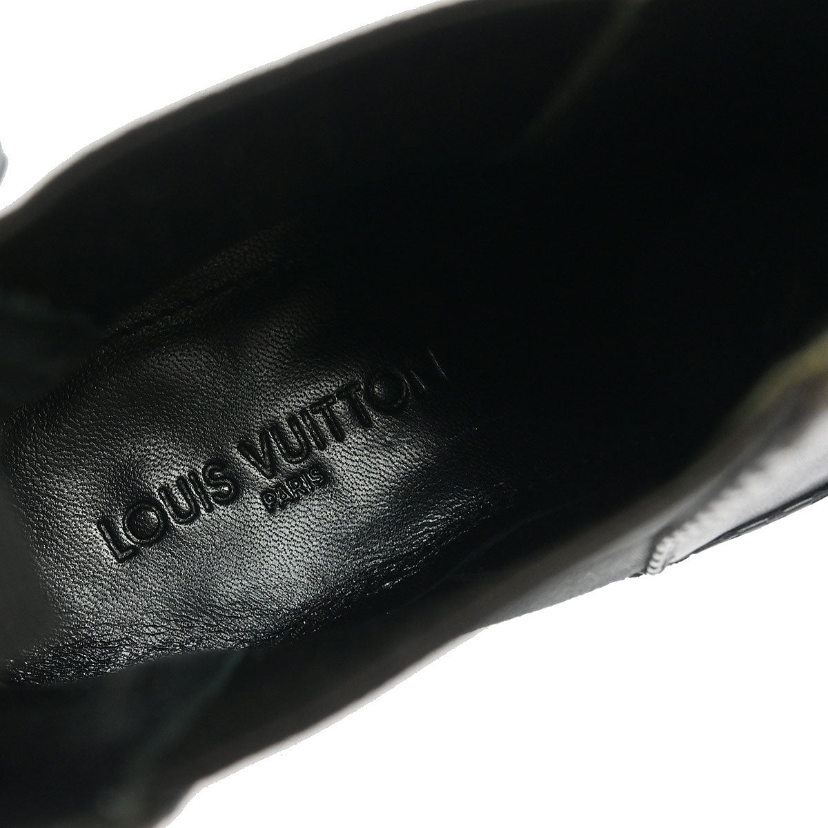 Louis Vuitton * Boots Shoes Black Leather ST0059 #8 1/2