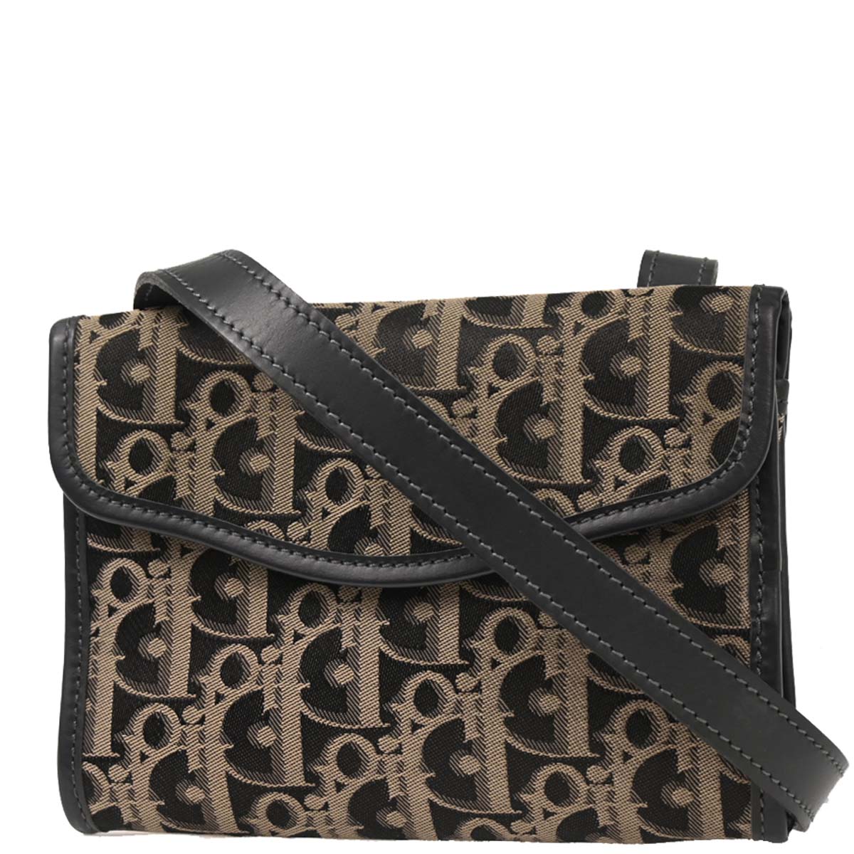 Christian Dior Black Canvas Trotter Shoulder Bag