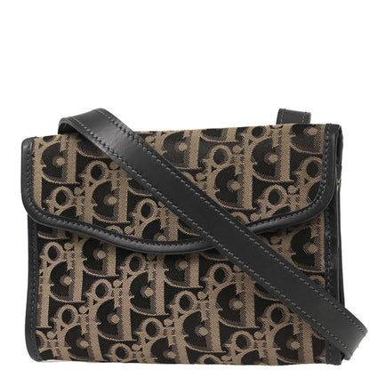 Christian Dior Black Canvas Trotter Shoulder Bag