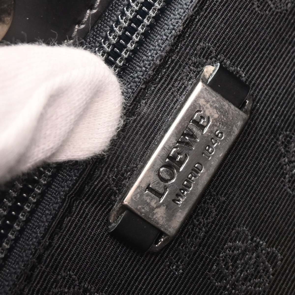 Loewe Black Leather Tote 2way Shoulder Handbag