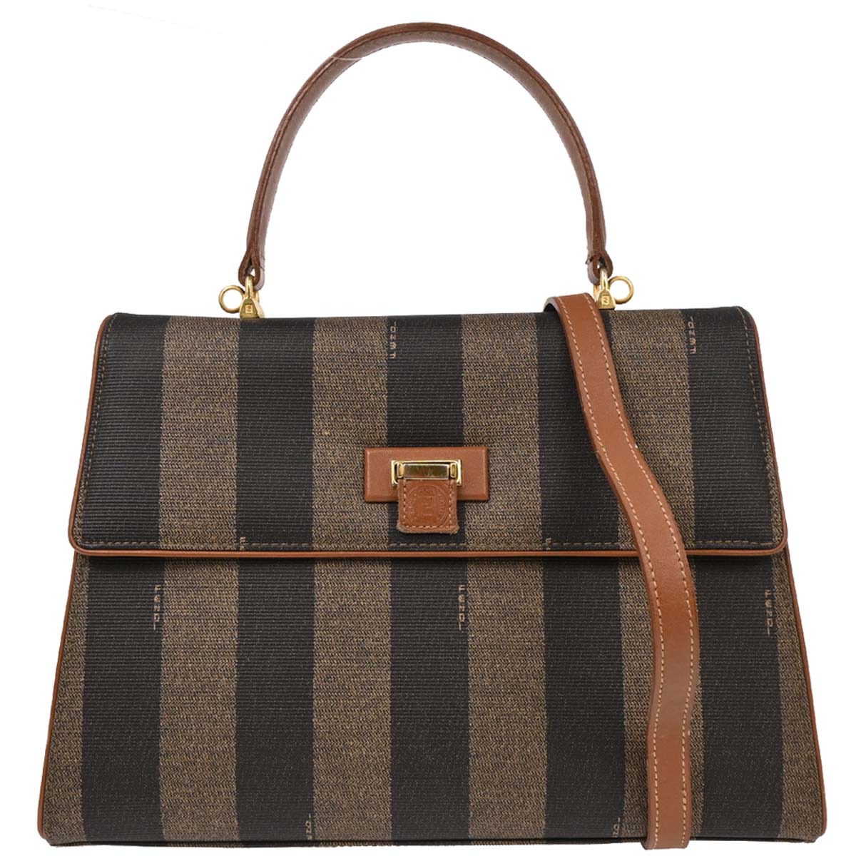 Fendi Black PVC Pequin 2way Shoulder Handbag