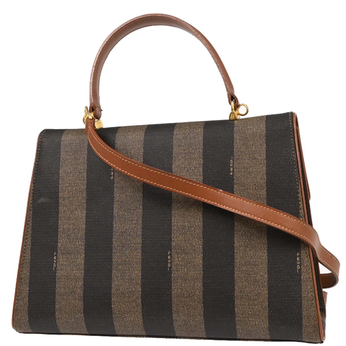 Fendi Black PVC Pequin 2way Shoulder Handbag