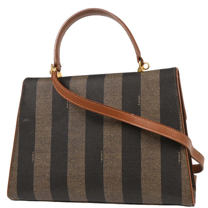 Fendi Black PVC Pequin 2way Shoulder Handbag