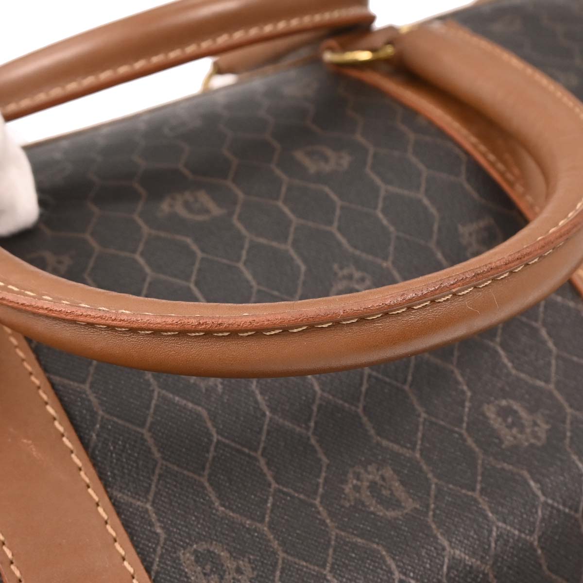 Christian Dior Dark Brown Honeycomb Duffle Handbag