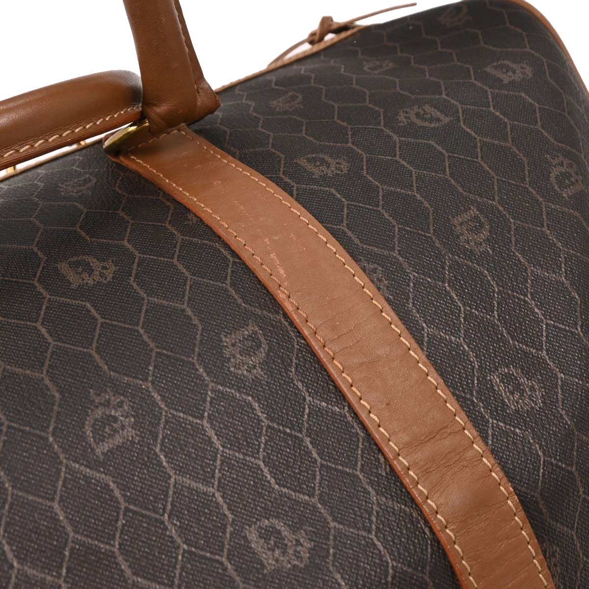 Christian Dior Dark Brown Honeycomb Duffle Handbag