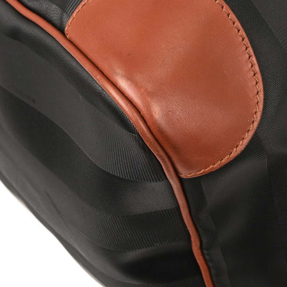 Fendi Black PVC Pequin 2way Shoulder Duffle Handbag