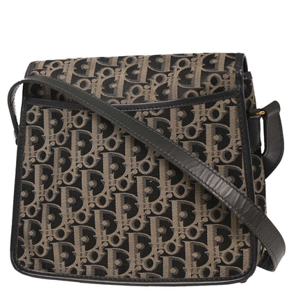 Christian Dior Black Canvas Trotter Shoulder Bag