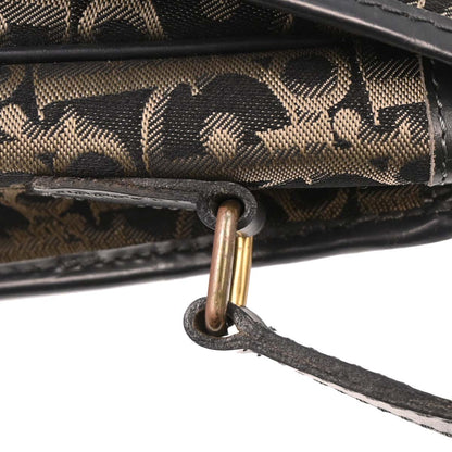 Christian Dior Black Canvas Trotter Shoulder Bag