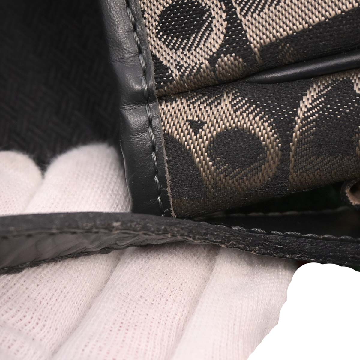 Christian Dior Black Canvas Trotter Shoulder Bag