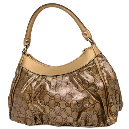 Gucci Gold PVC GG Hobo Abbey D Ring Handbag
