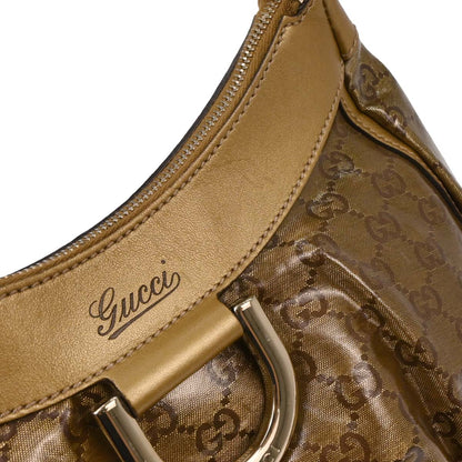 Gucci Gold PVC GG Hobo Abbey D Ring Handbag