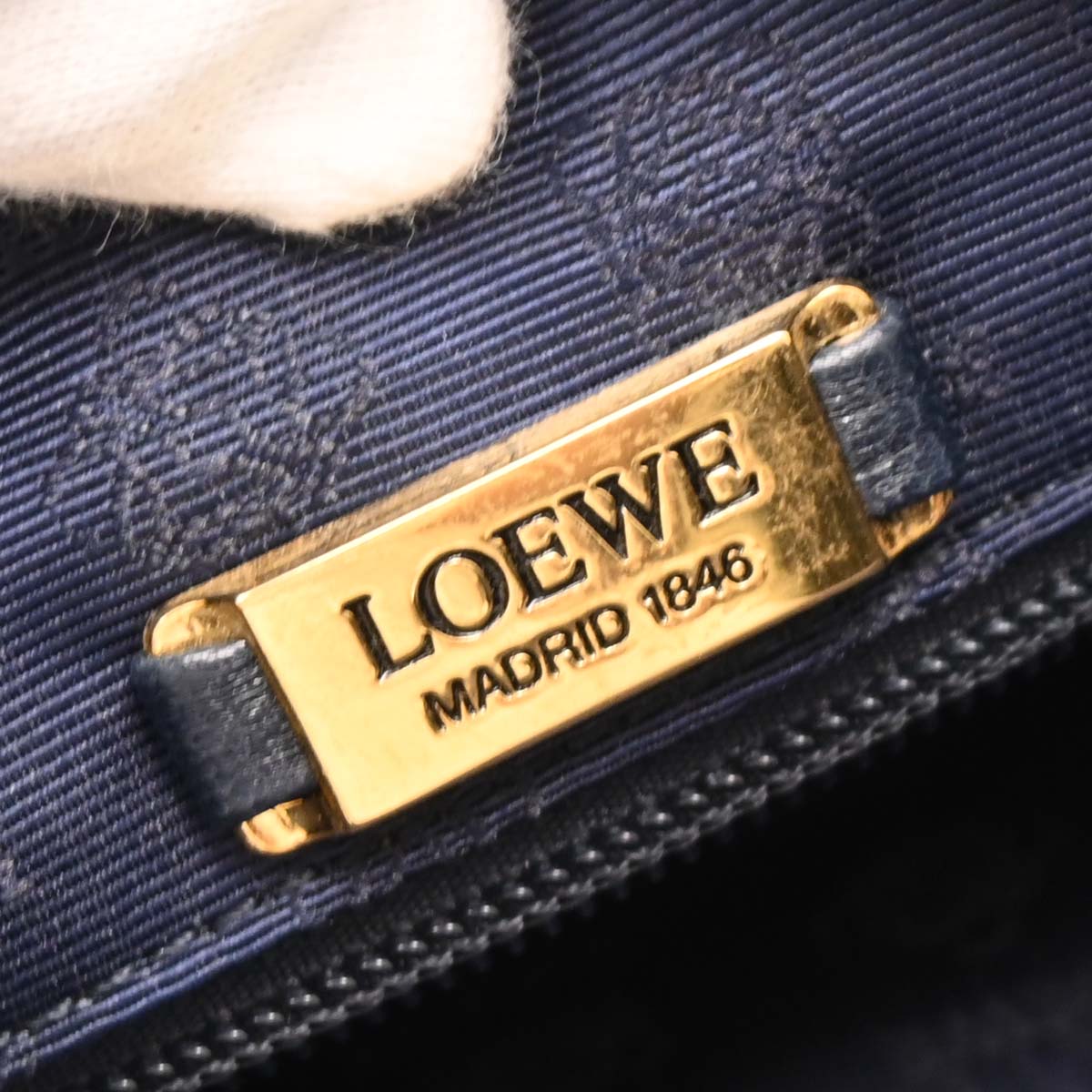 Loewe Navy Leather Handbag
