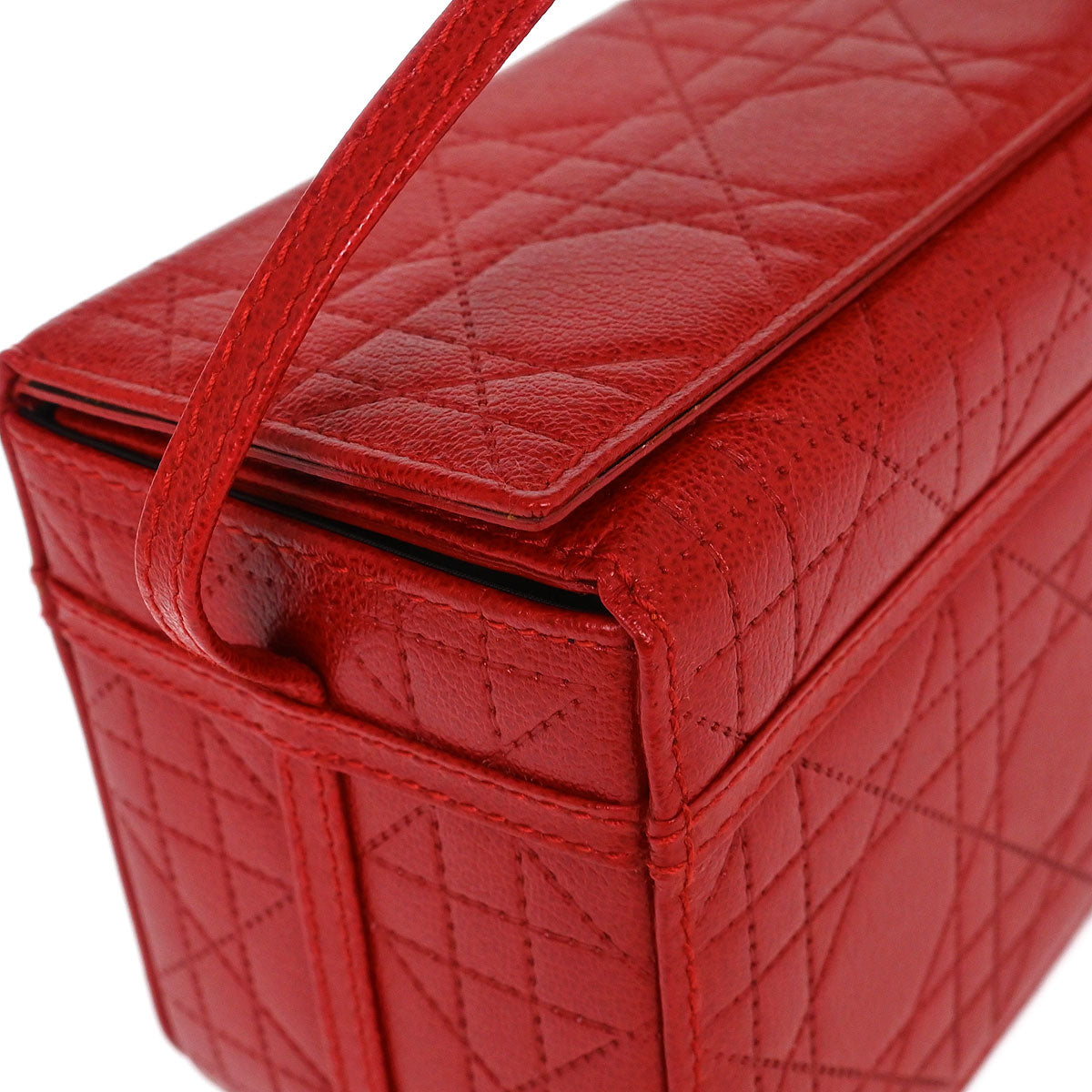 Christian Dior Red Cannage Vanity Handbag