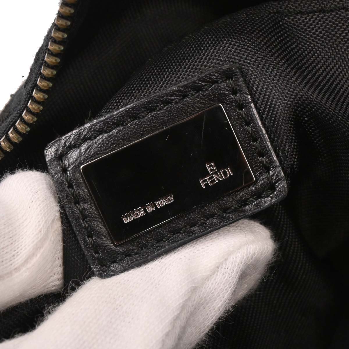 Fendi Black Canvas Zucchino Handbag