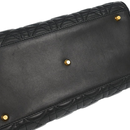 Christian Dior Black Lambskin Malice Cannage Handbag