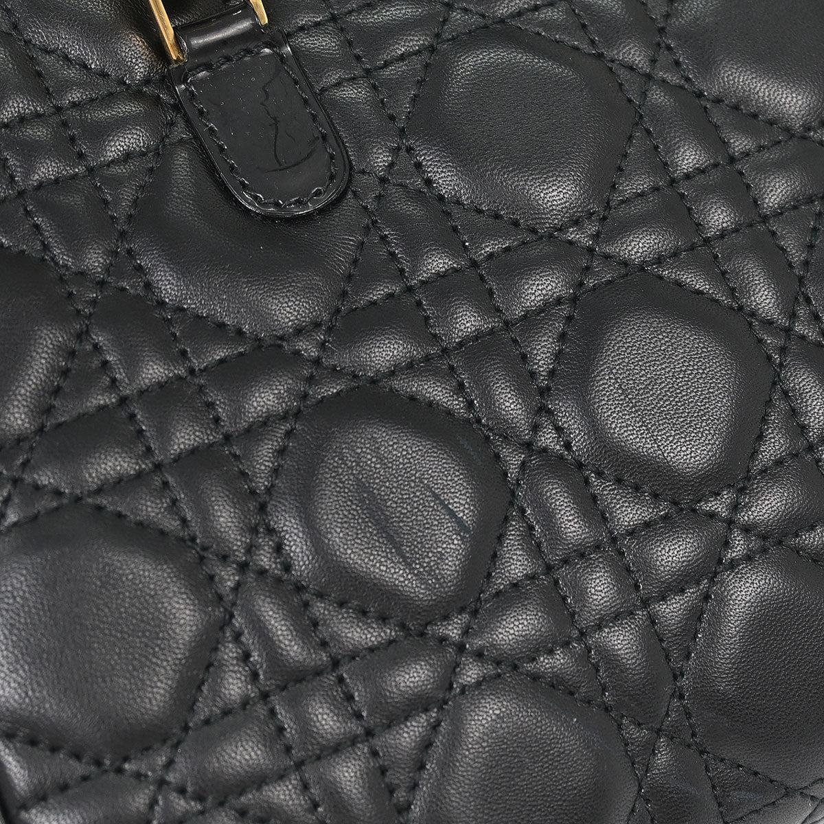 Christian Dior Black Lambskin Malice Cannage Handbag