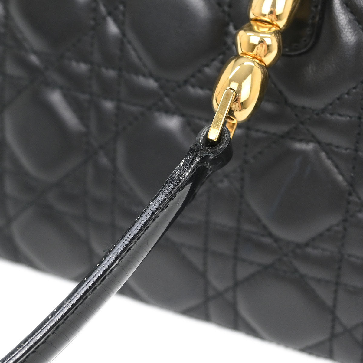Christian Dior Black Lambskin Malice Cannage Handbag