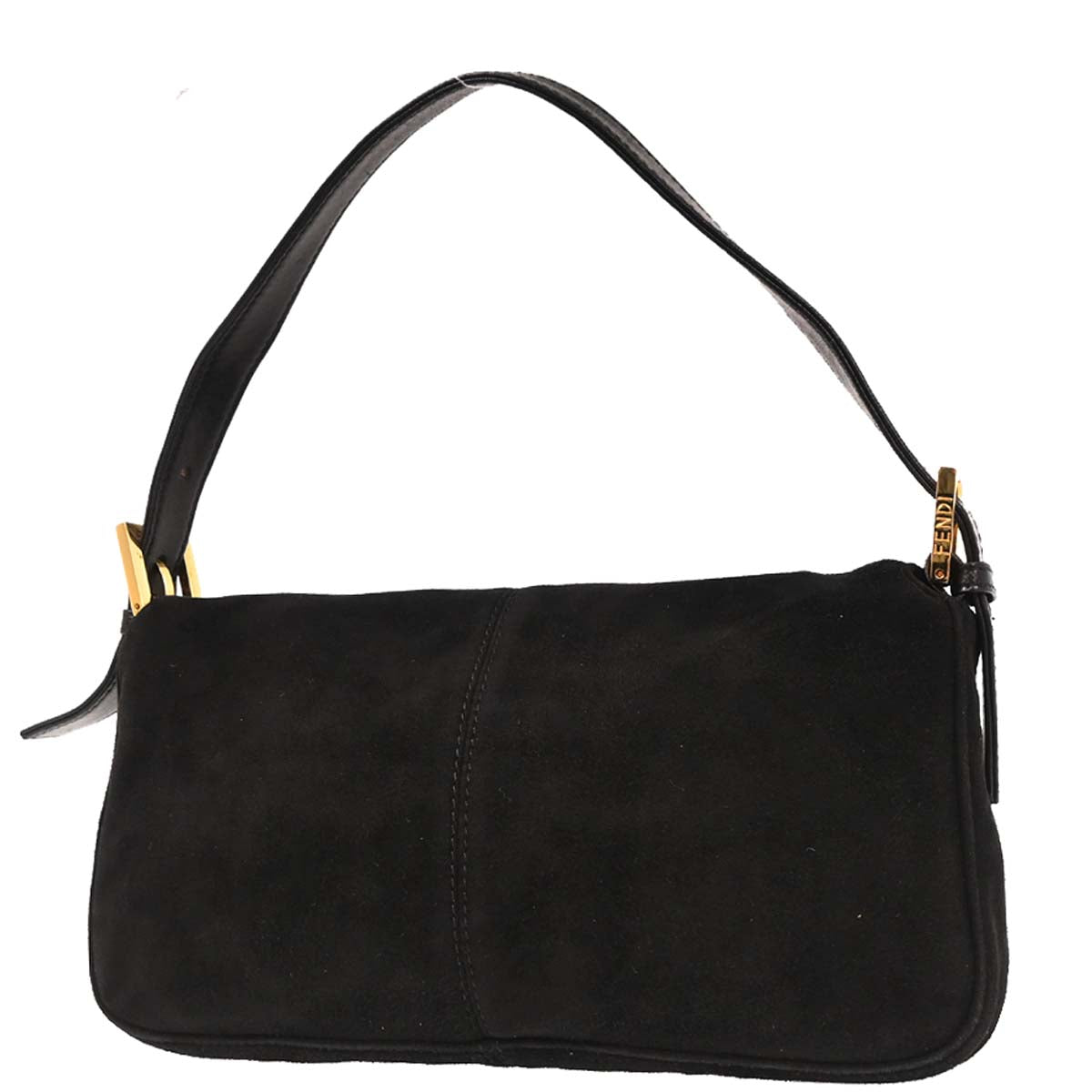 Fendi Black Suede Baguette Handbag