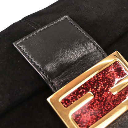 Fendi Black Suede Baguette Handbag