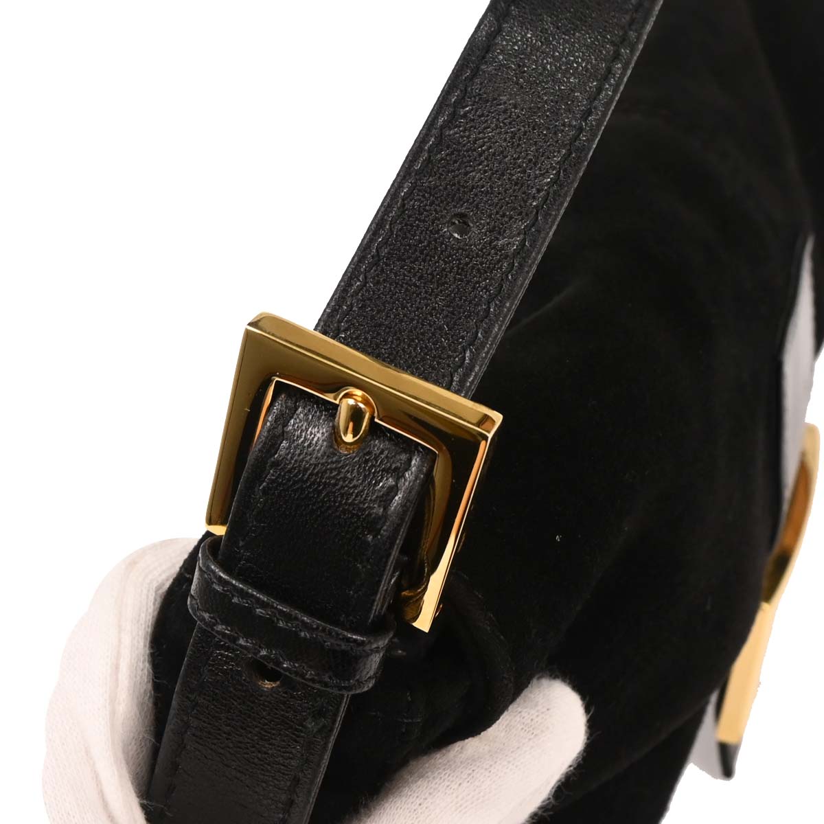 Fendi Black Suede Baguette Handbag