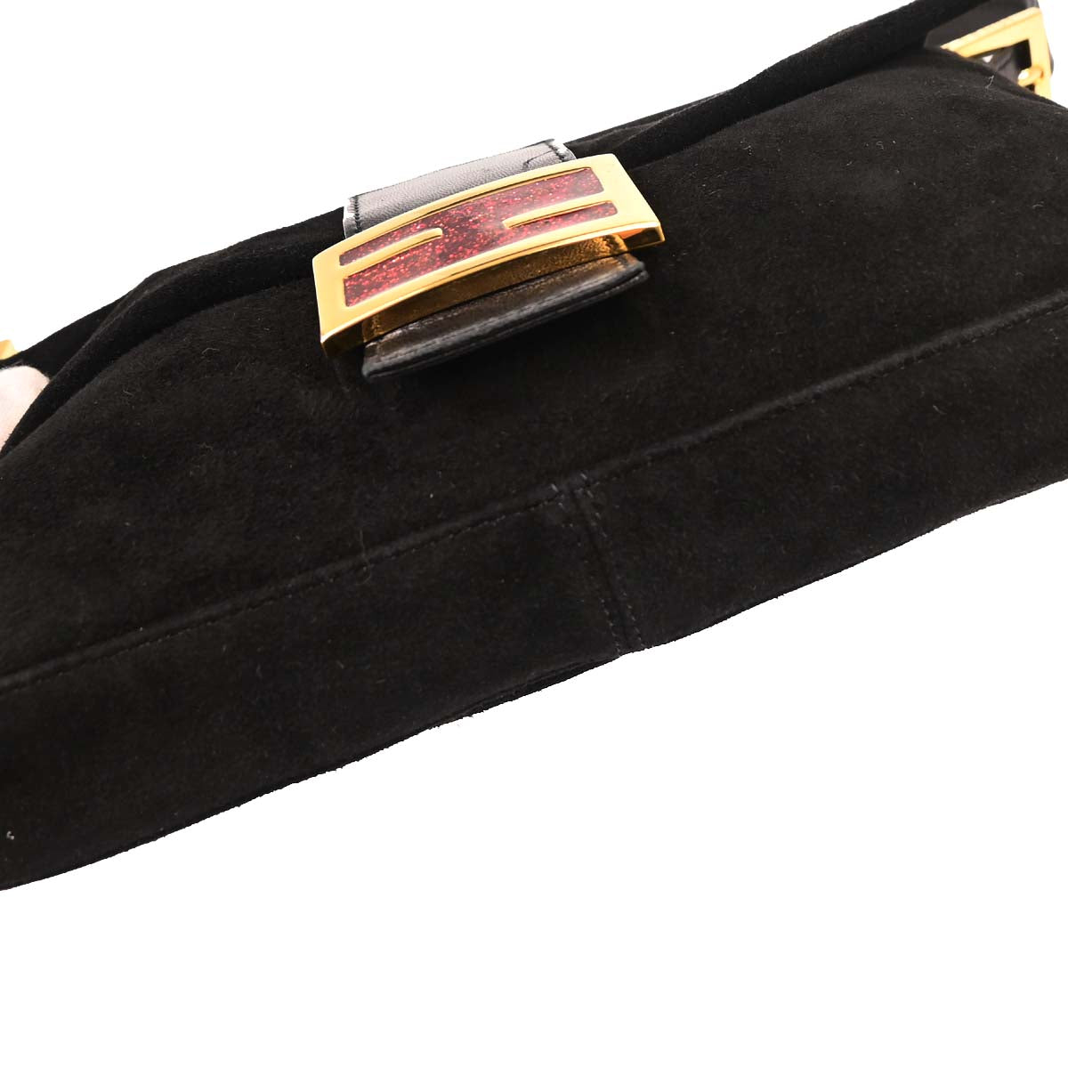 Fendi Black Suede Baguette Handbag