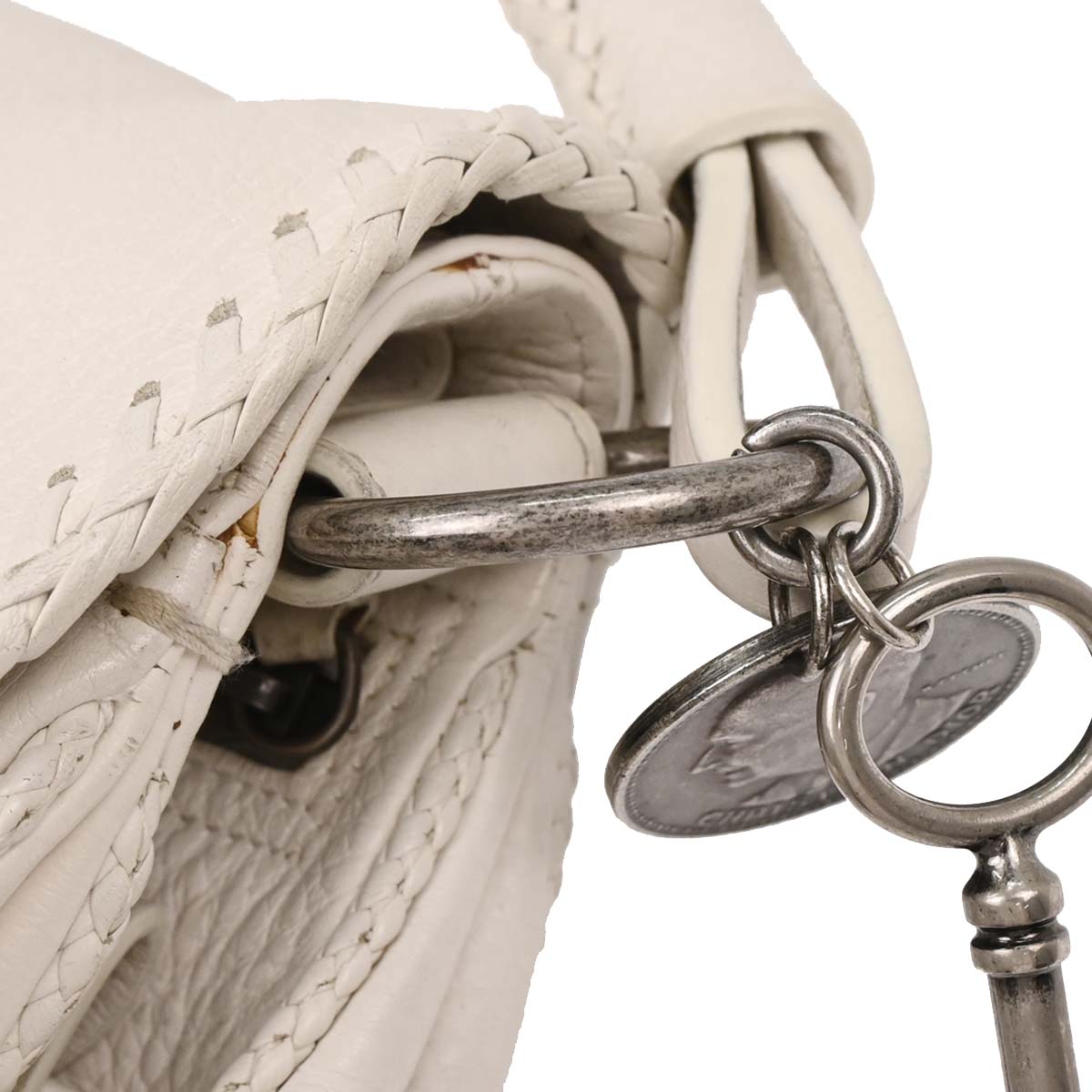 Christian Dior White Leather Gaucho Saddle Handbag