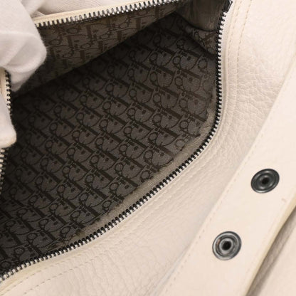 Christian Dior White Leather Gaucho Saddle Handbag