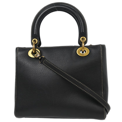 Christian Dior Black Calfskin Lady Dior 2way Shoulder Handbag