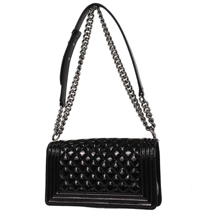 Boy Chanel 2014 Black Patent Leather Medium Shoulder Bag