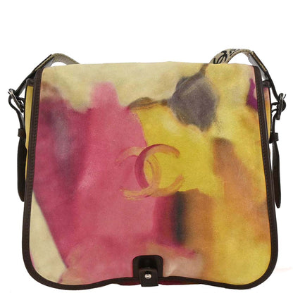 Chanel 2014-2015 Yellow Suede Flap Shoulder Bag