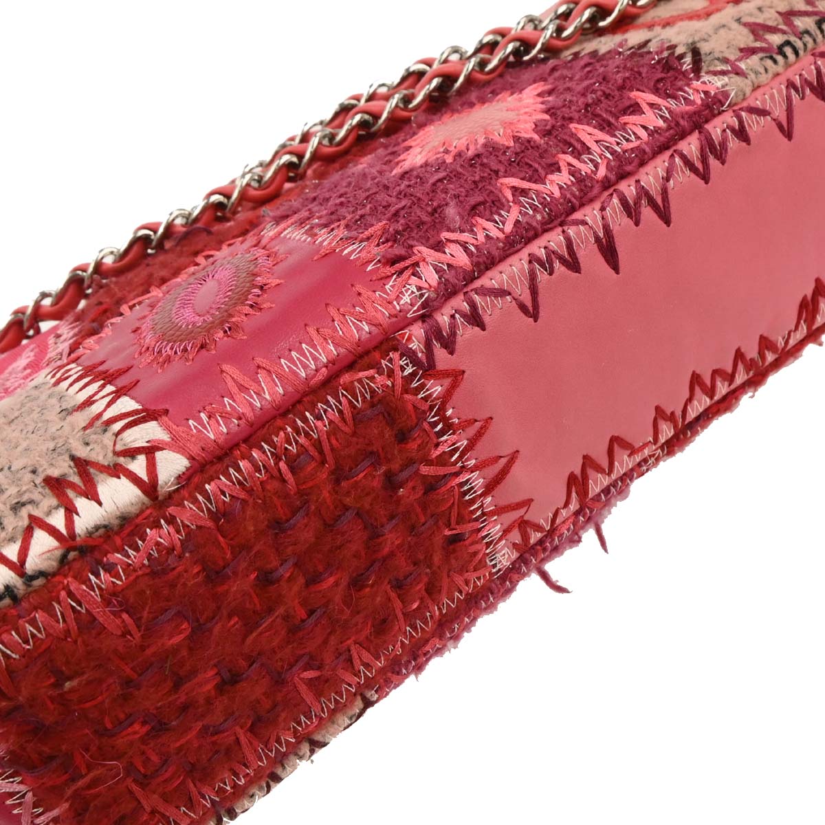 Chanel 2017 Pink Tweed Single Flap Patchwork Shoulder Bag