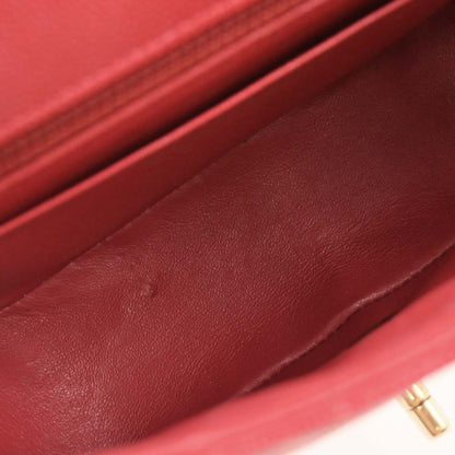 Chanel Red Caviar Chevron Mini Classic Square Flap Bag